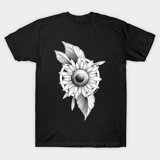 sunflower <3 (black and grey) T-Shirt by elywick